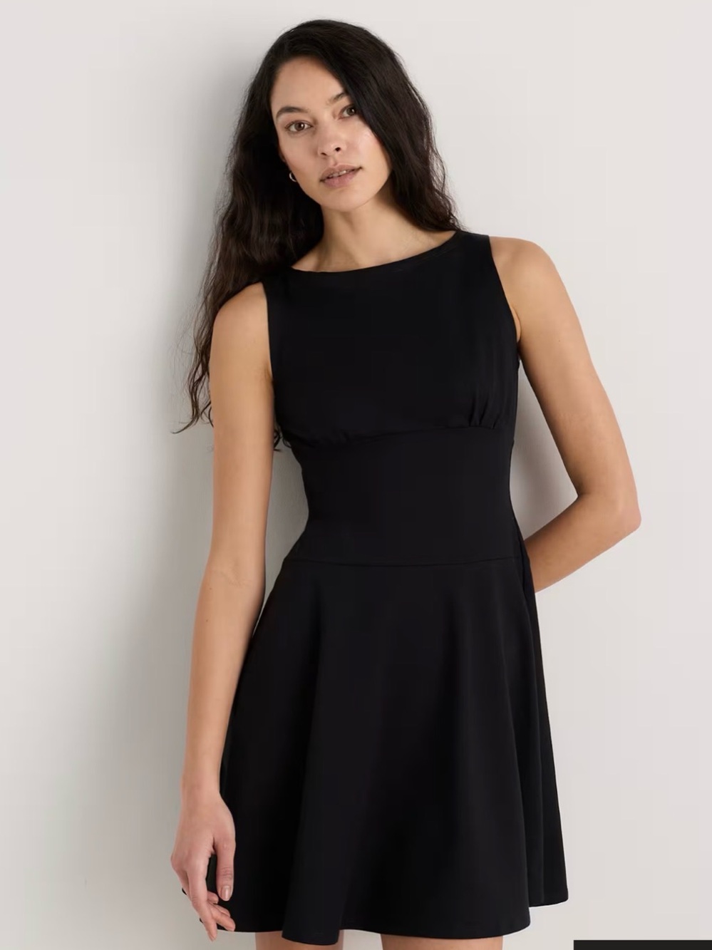 Quince Black Drop Waist Mini Dress XL Organic Cotton LBD Fit & Flare NWT